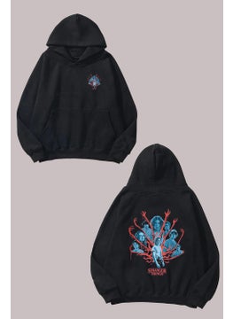 The Wert Unisex Stranger Things Hands Design Front Back Printed Regular Fit Black Sweatshirt  - Image 1
