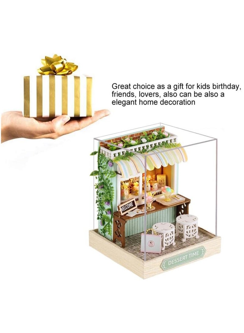 DIY Miniature Dollhouse Kit Wooden Dolls House with LED Dust Cover Creative Room Mini House Building Kit Great Handmade Craft for Birthday Gift (Dessert time) - Image 5
