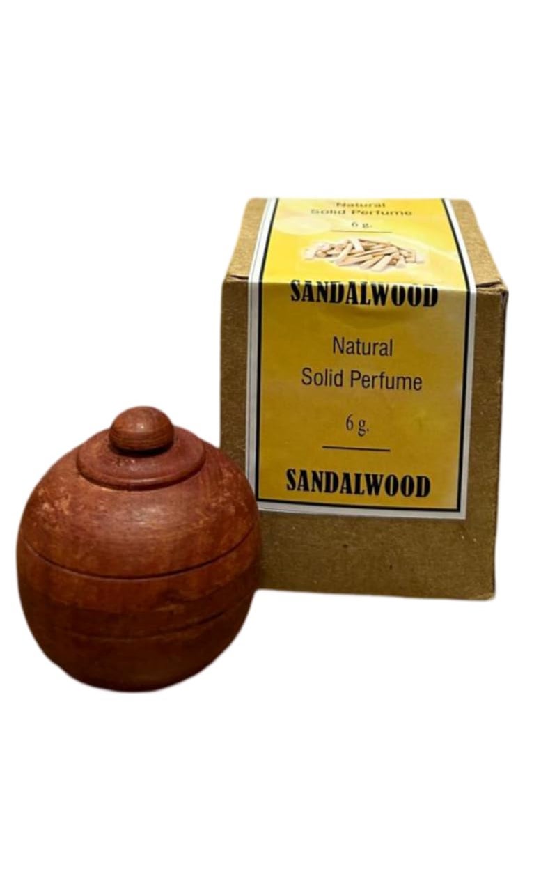GNP GNP Natural Organic Solid Wax Perfume Natural Wax in Mini Wooden Box for Men and Women Sandalwood  - Image 1