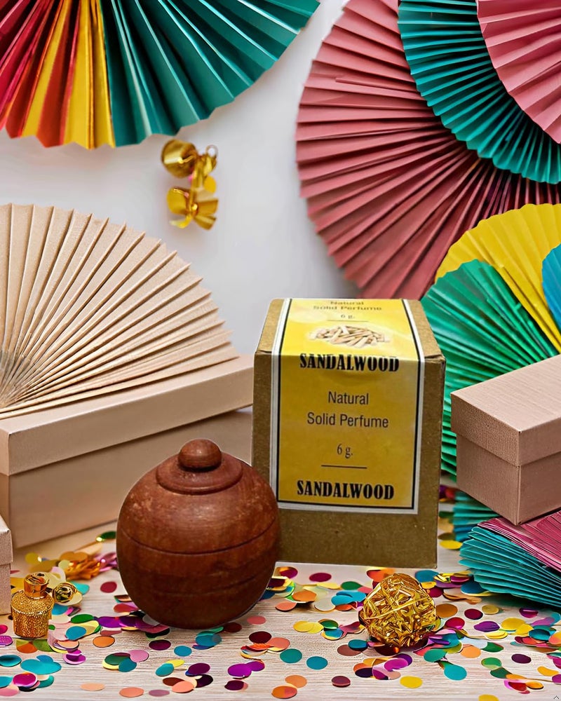 GNP GNP Natural Organic Solid Wax Perfume Natural Wax in Mini Wooden Box for Men and Women Sandalwood  - Image 4