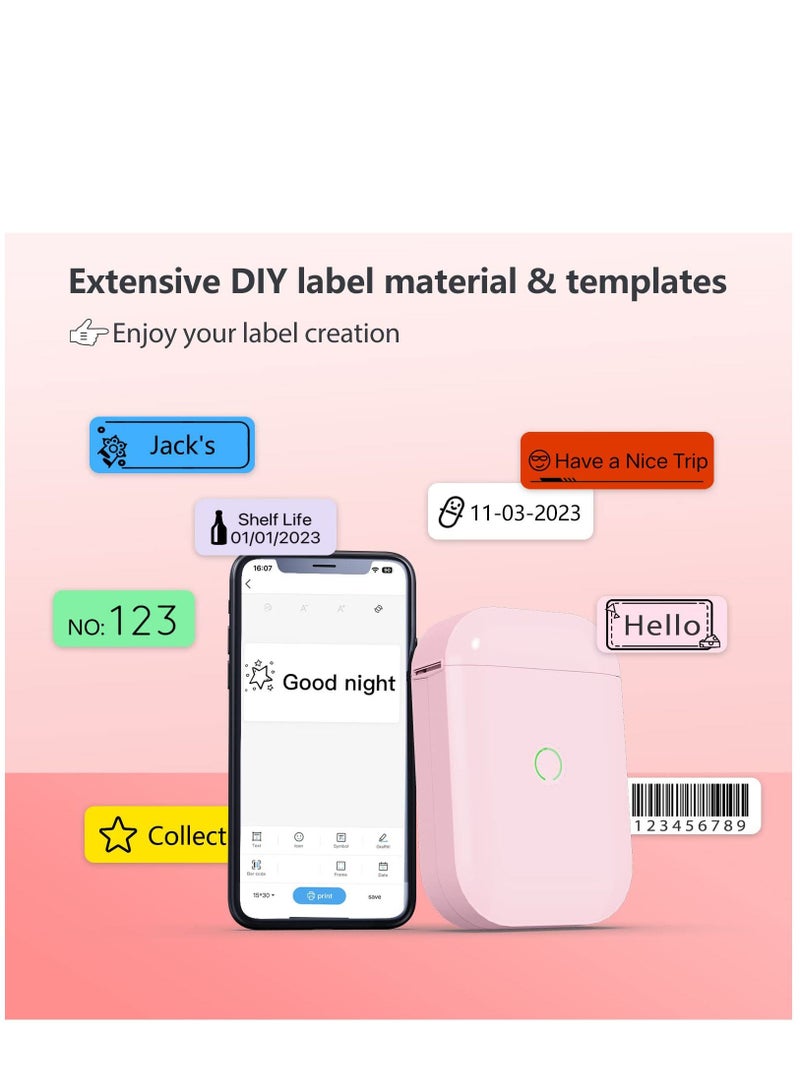 Arabest صانعة الملصقات بلوتوث ميني - آلة صنع الملصقات الوردية D11 Pro مع شريط طباعة محمولة لصنع الملصقات للأواني والصناديق وتنظيم المنزل والمكتب - Image 3