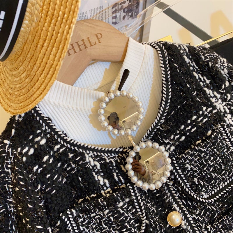 New Girl'S Small Style Woven Coat Sparkle Pants Two-Piece Set 2025 Jacket Pants Suit - Image 3