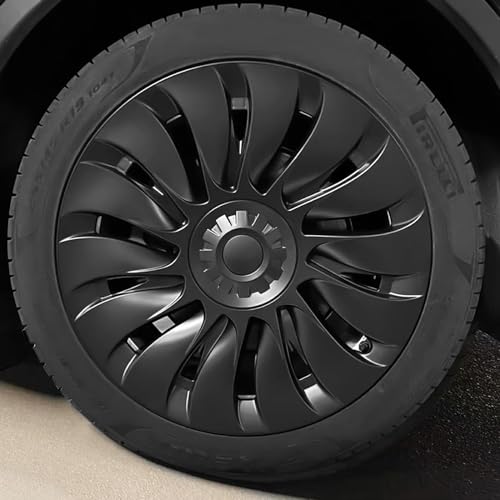 KAVANIC Fits Tesla Model Y Wheel Cover Hubcap 19 Inch Matte Black Support Logo Symmetry Design (1 PCS-Side 2) Uberturbine Style 2020-2024 Model Y Gemini Wheel Cover Replacement - Image 2