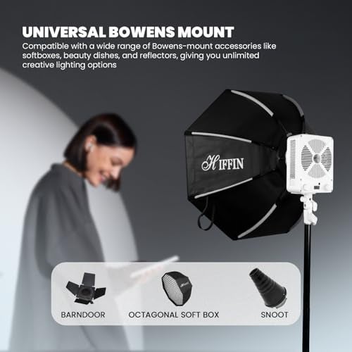 HIFFIN HF-250 Wonder Series 250W LED Video Light | 15,300lm Ultra-Bright | CRI 95+ | CCT 2700K-6500K | Bowens Mount | App Control | Studio Light for Photography, Video Shooting & Commercial Use - Image 5