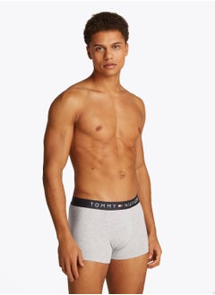 TOMMY HILFIGER Men's 3-Pack TH Original Logo Waistband Trunks - Cotton, Grey  - Image 2