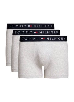TOMMY HILFIGER Men's 3-Pack TH Original Logo Waistband Trunks - Cotton, Grey  - Image 1