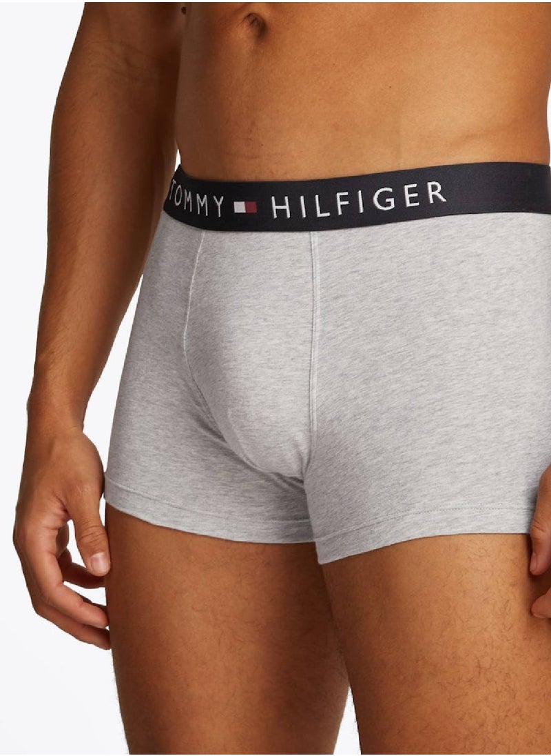 TOMMY HILFIGER Men's 3-Pack TH Original Logo Waistband Trunks - Cotton, Grey  - Image 5
