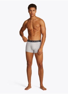 TOMMY HILFIGER Men's 3-Pack TH Original Logo Waistband Trunks - Cotton, Grey  - Image 3