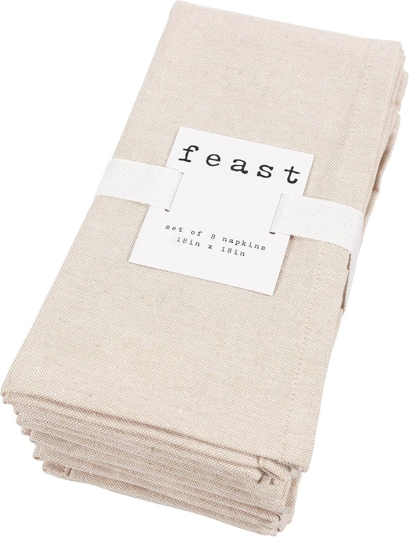 KAF Home Overbrook Chambray Dinner Napkins  Set of 8 Beige