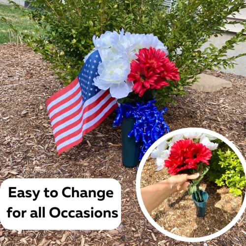 Evelots Cemetery Flower Vase with Sturdy Spikes/Stakes 6 Pack Outdoor Artificial or Fresh Flower Holder Grave Decoration - Image 3