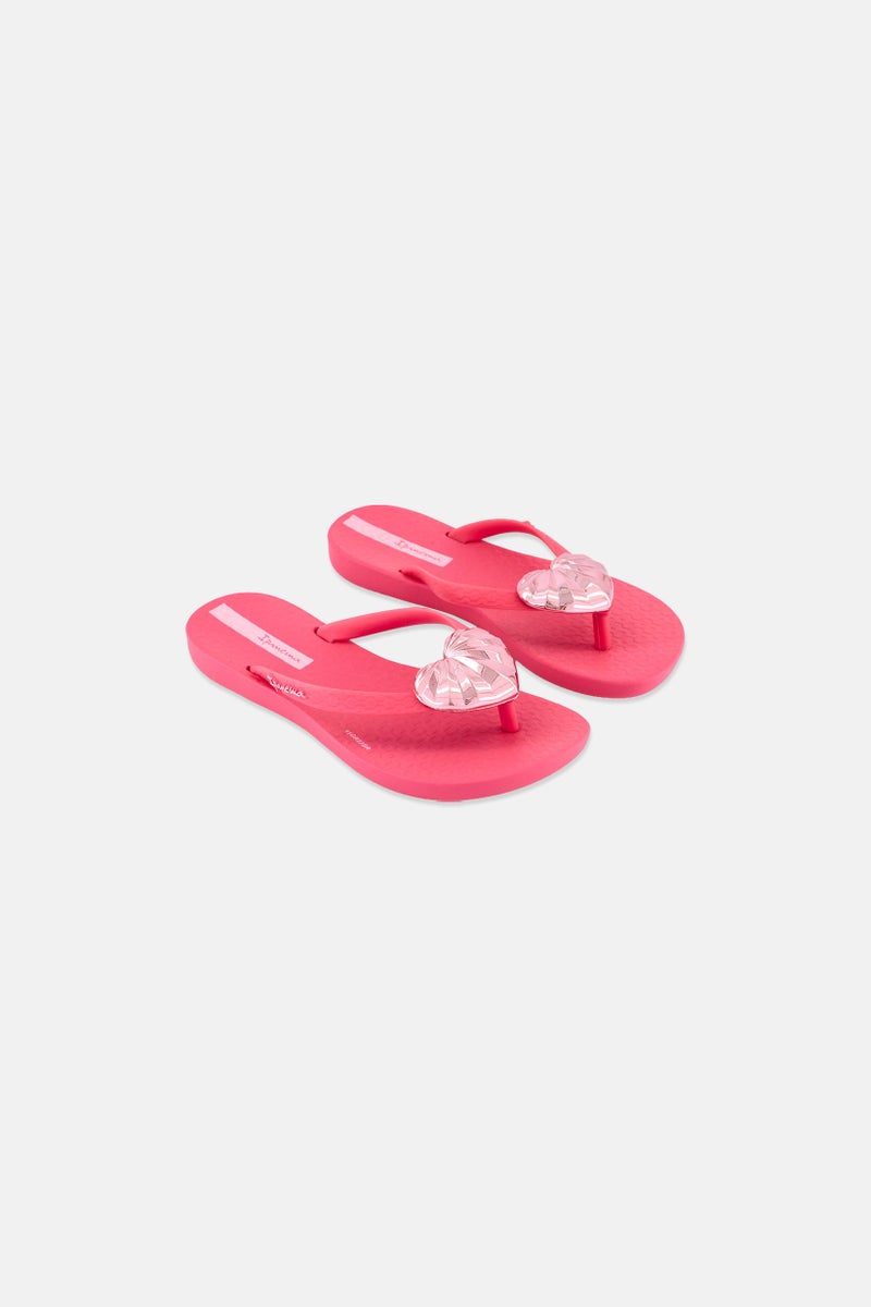 Ipanema Kids Girl Maxi Fashion Heart Flip Flops, Pink - Image 1