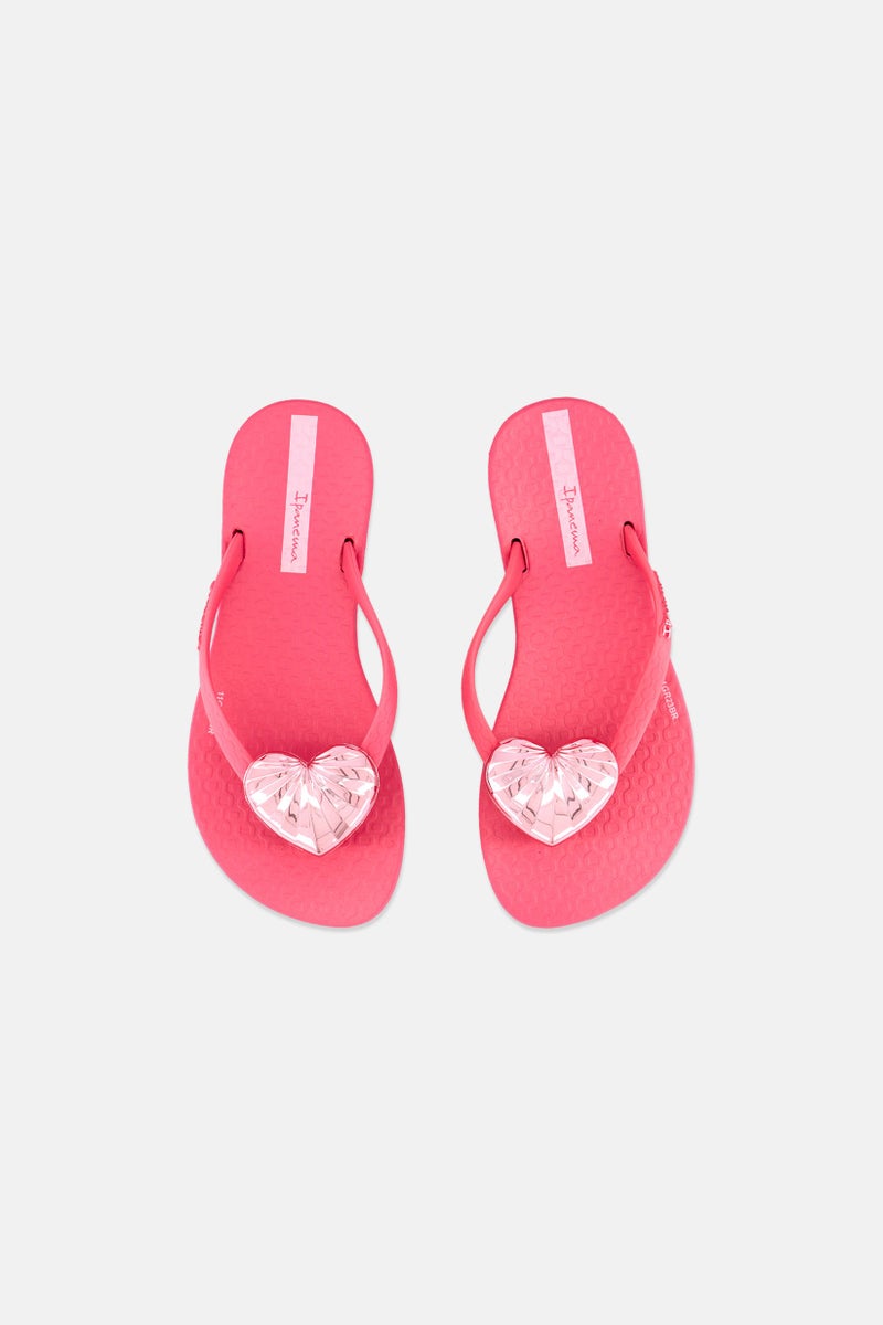 Ipanema Kids Girl Maxi Fashion Heart Flip Flops, Pink - Image 3