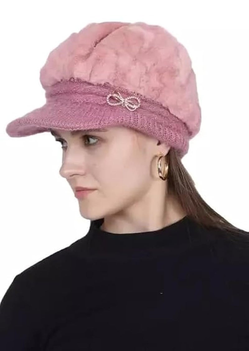 Zonkar Woolen Winter Beanie Cap Woman Visor Cap Girl Warm Snow Proof Premium Soft, Beanie Cap - Image 2