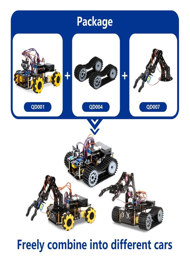 acebott Robotics for Kids Ages 12-16, ACEBOTT 4 in 1 Smart Robot Arm with 5DOF + Tank Car, STEM Toys Coding Kit Compatible with Arduino & Scratch, App & Remote Control, for Kids & Teens - Image 2