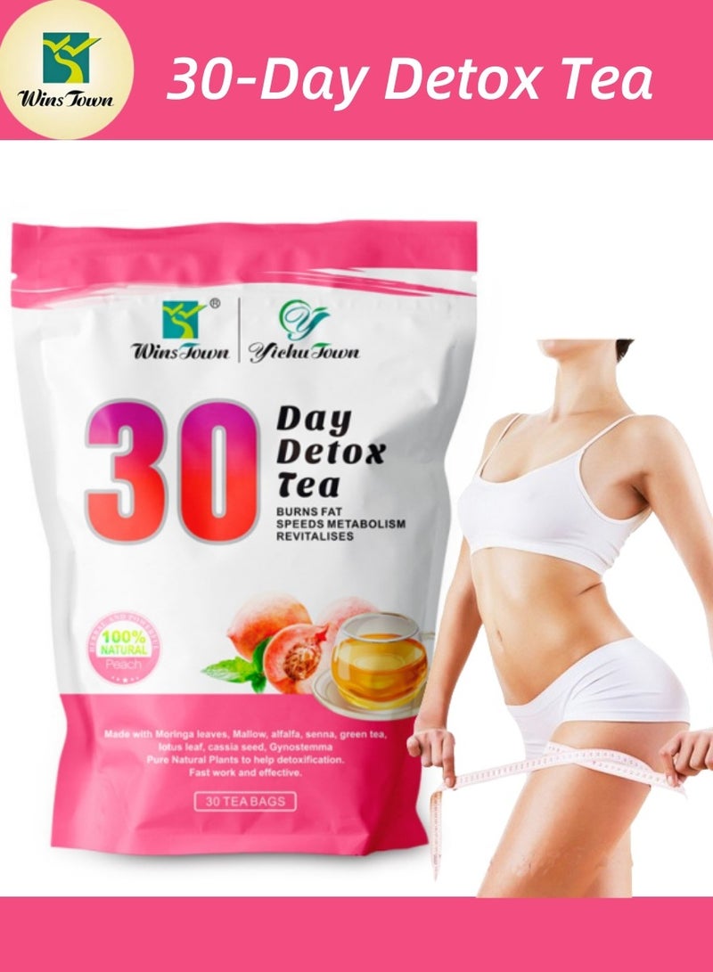 Wins Town 30-Day Peach Flavor Cleanse Tea - Wellness Support & Metabolic Refresh  - Image 1