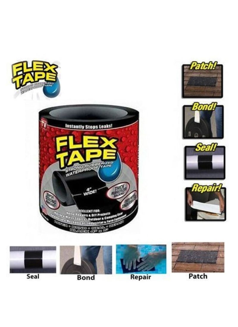 FLEX TAPE Strong Rubberized Waterproof Seal Tape Black 4x5inch 