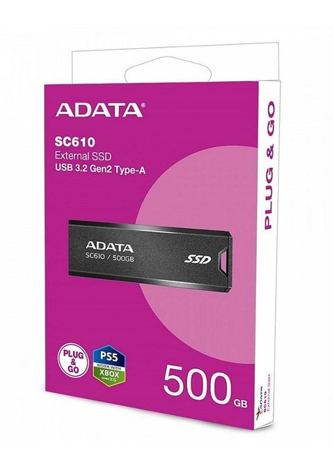 ADATA SC610 Portable External SSD | USB 3.2 Solid State Drive | 500GB
