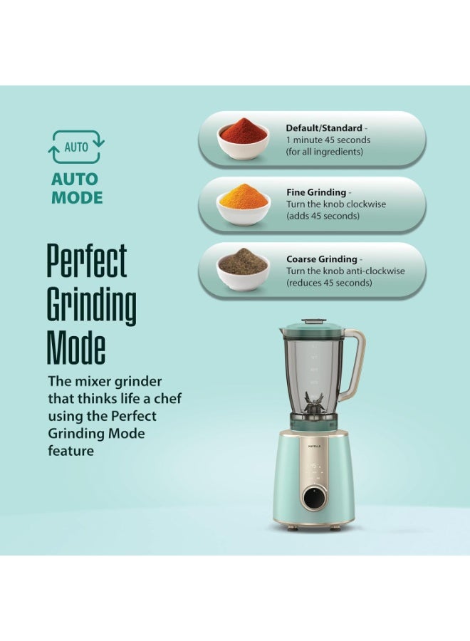 هافلز Havells CRAFT Mixer Grinder | One Touch Grinding | Unique Touch Control | Powerful BLDC Motor with 10 Year Warranty | 50% Quieter Performance| Precision Control Over Grinding Texture(Blue & Gold) - Image 5