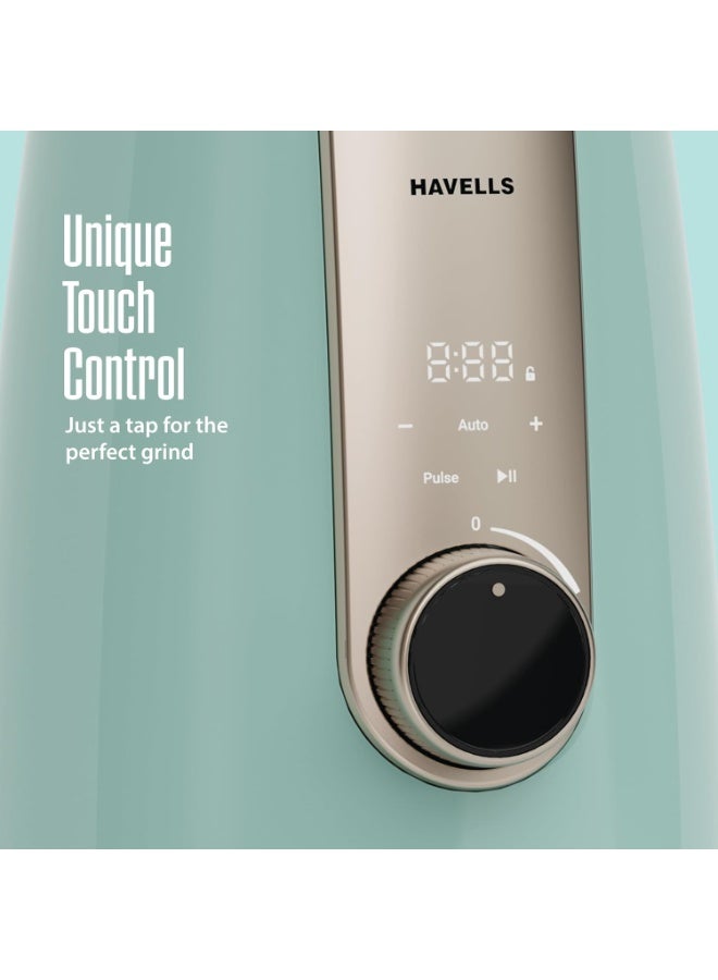 هافلز Havells CRAFT Mixer Grinder | One Touch Grinding | Unique Touch Control | Powerful BLDC Motor with 10 Year Warranty | 50% Quieter Performance| Precision Control Over Grinding Texture(Blue & Gold) - Image 2