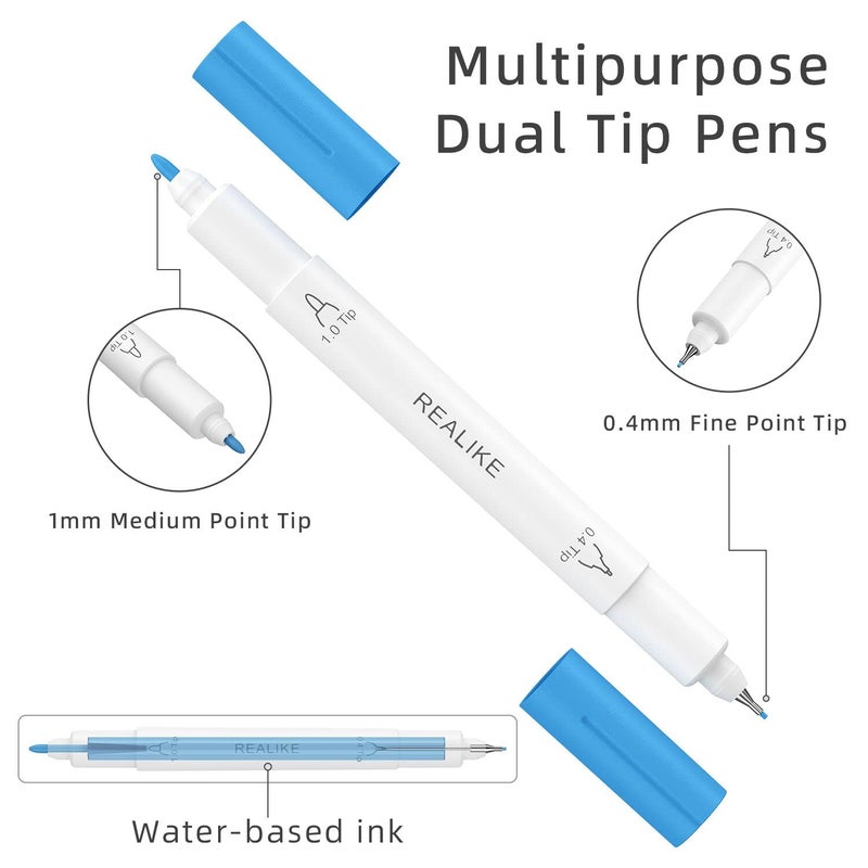 REALIKE Dual Tip Pens Compatible with Cricut Joy/Xtra Accessories Tools Dual Tip Marker Pens Set of 36 Pack Assorted Writing Drawing Fine Point Pen (0.4 Tip & 1.0 Tip) - Image 3