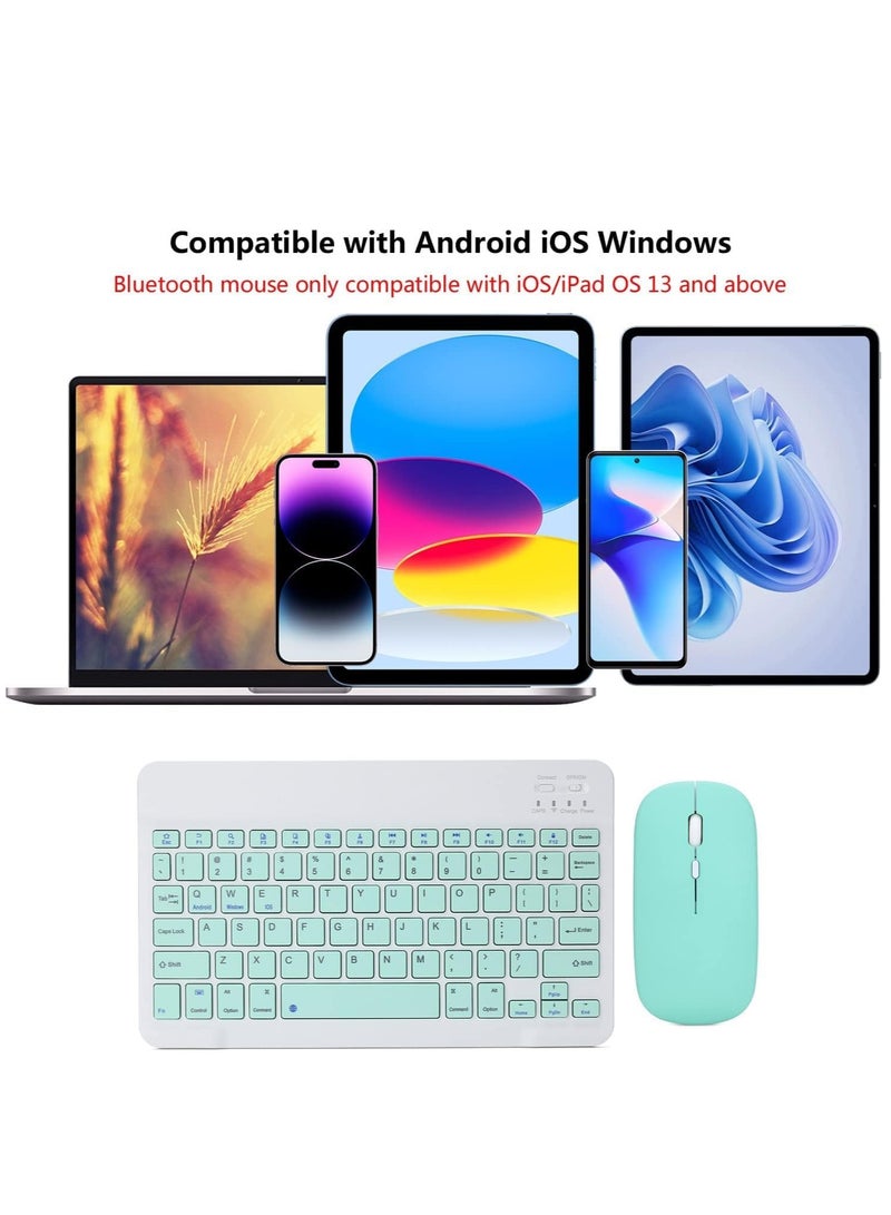 ELTRAZONE Rechargeable Bluetooth Keyboard and Mouse Combo Ultra-Slim Portable Compact Wireless Mouse Keyboard Set for Android Windows Tablet Cell Phone iPhone iPad Pro Air Mini, iPad OS/iOS (Green) - Image 5