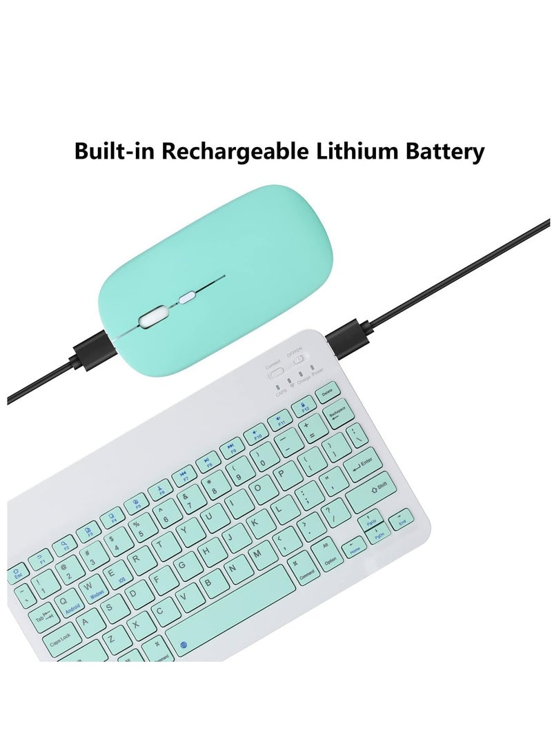ELTRAZONE Rechargeable Bluetooth Keyboard and Mouse Combo Ultra-Slim Portable Compact Wireless Mouse Keyboard Set for Android Windows Tablet Cell Phone iPhone iPad Pro Air Mini, iPad OS/iOS (Green) - Image 2