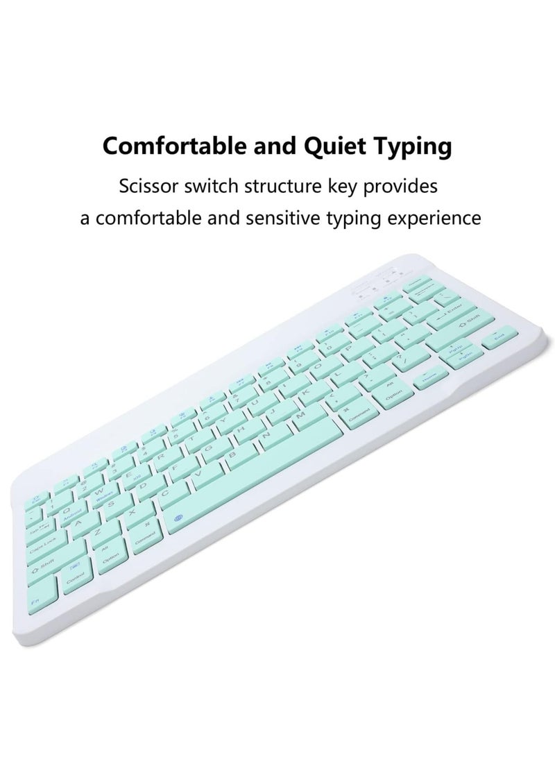 ELTRAZONE Rechargeable Bluetooth Keyboard and Mouse Combo Ultra-Slim Portable Compact Wireless Mouse Keyboard Set for Android Windows Tablet Cell Phone iPhone iPad Pro Air Mini, iPad OS/iOS (Green) - Image 4