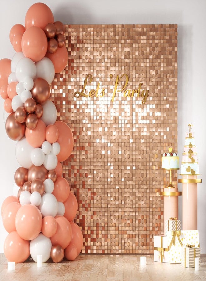 COKAOBE Rose Gold Shimmer Wall Backdrop 24PCS Rose Gold Sequins Backdrop Decoration Panels, Photo Backdrops for Birthday, Anniversary Wedding Engagement Decoration (Rose Gold) - Image 1