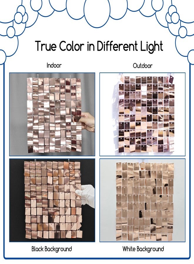 COKAOBE Rose Gold Shimmer Wall Backdrop 24PCS Rose Gold Sequins Backdrop Decoration Panels, Photo Backdrops for Birthday, Anniversary Wedding Engagement Decoration (Rose Gold) - Image 4