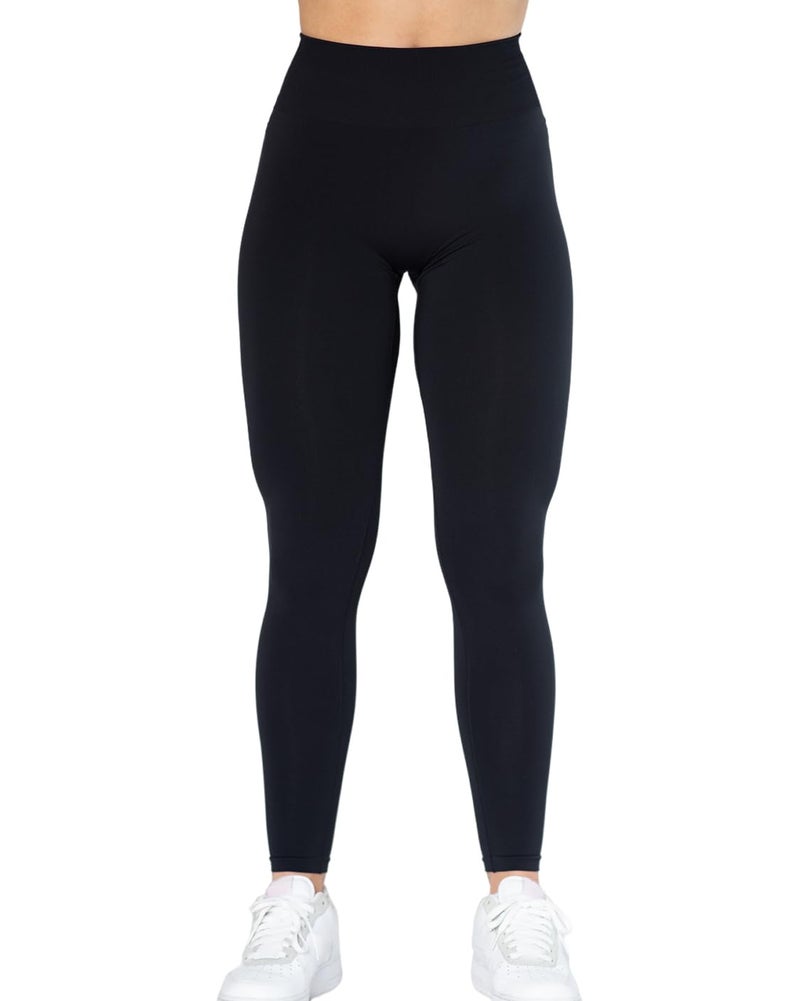 AUROLA Dream Collection Workout Leggings for Women High Waist Seamless Scrunch Athletic Running Gym Fitness Active Pants Dark Black XL - Image 4