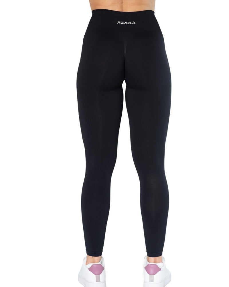 AUROLA Dream Collection Workout Leggings for Women High Waist Seamless Scrunch Athletic Running Gym Fitness Active Pants Dark Black XL - Image 5