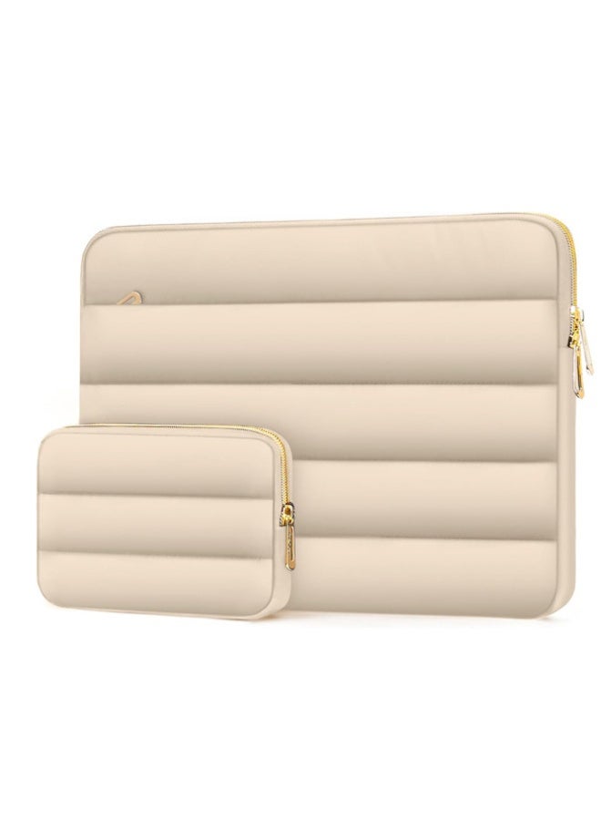 13.3 inch Laptop Case, 13-13.3 inch Puffy Laptop Sleeve Compatible with MacBook Air 13 13.6 M4 M3 M2 M1/Pro 13/Pro 14, HP Dell ASUS Lenovo,Polyester Horizontal Bag with Small Case,