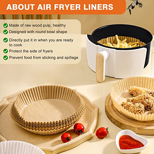 Vailnd Disposable Air Fryer Paper Liners, 9 Inch Max Xl Large Cooker Airfryer Parchment Paper Liners, 100Pcs Oil Proof Round Basket Bowl Liner Baking Paper for 8-12 QT Air Fryer Microwave - Image 5