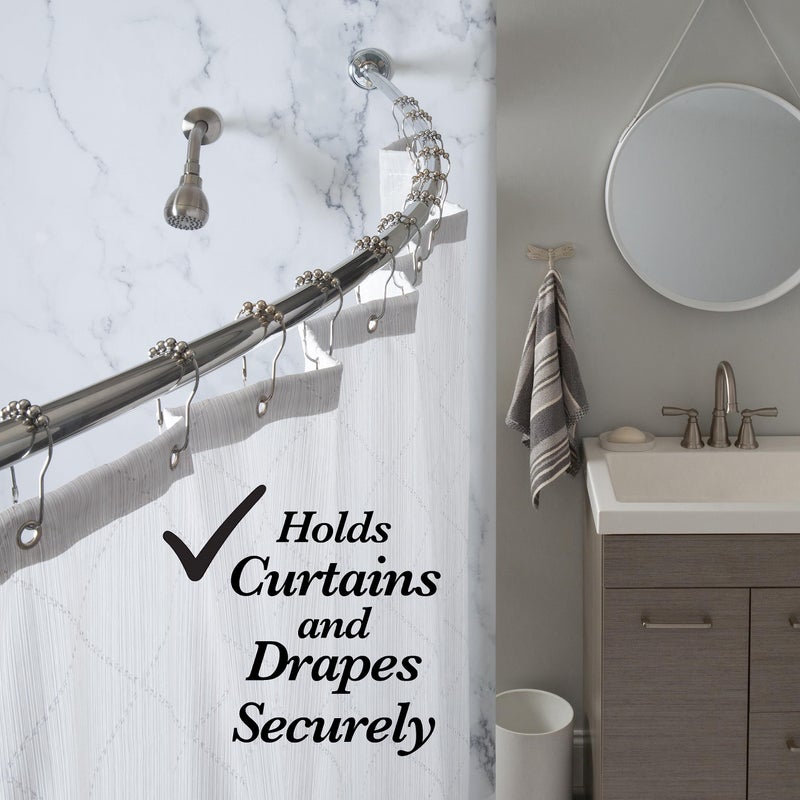 Bath Bliss Curved Shower Rod | Adjustable 44"-78" Inch | Bathroom Shower Curtain and Liner Rod | 33% More Space | Wall Mounted | Easy Installation | Aluminum - Image 2