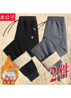 Generic Men's autumn and winter all-matching loose ankle-tied cashmere fleece-lined pants 2023 new outdoor warm pants 1/2 pieces  - Image 3