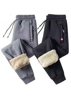 Generic Men's autumn and winter all-matching loose ankle-tied cashmere fleece-lined pants 2023 new outdoor warm pants 1/2 pieces  - Image 4