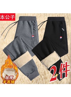 Generic Men's autumn and winter all-matching loose ankle-tied cashmere fleece-lined pants 2023 new outdoor warm pants 1/2 pieces  - Image 5