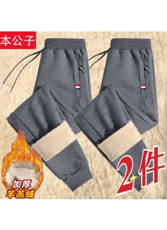 Generic Men's autumn and winter all-matching loose ankle-tied cashmere fleece-lined pants 2023 new outdoor warm pants 1/2 pieces  - Image 1