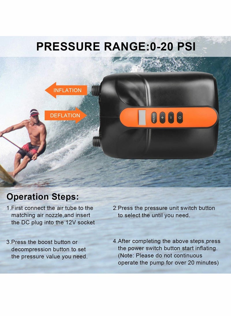 Air Pump, Electric Digital Pump 12V Car Connector Inflator, Intelligent Dual Stage and Auto-Off Function, for Paddle Boards, Inflatable Boats Kayaks - Image 5