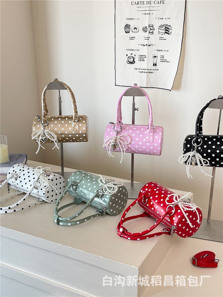 New Fashion Versatile Underarm Niche Polka Dot Bag Women'S Crossbody Bag Exquisite Handheld Small Cylindrical Bag - Image 2