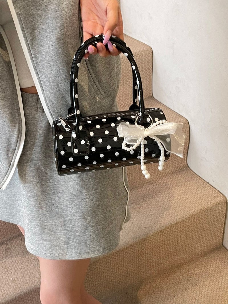 New Fashion Versatile Underarm Niche Polka Dot Bag Women'S Crossbody Bag Exquisite Handheld Small Cylindrical Bag - Image 5
