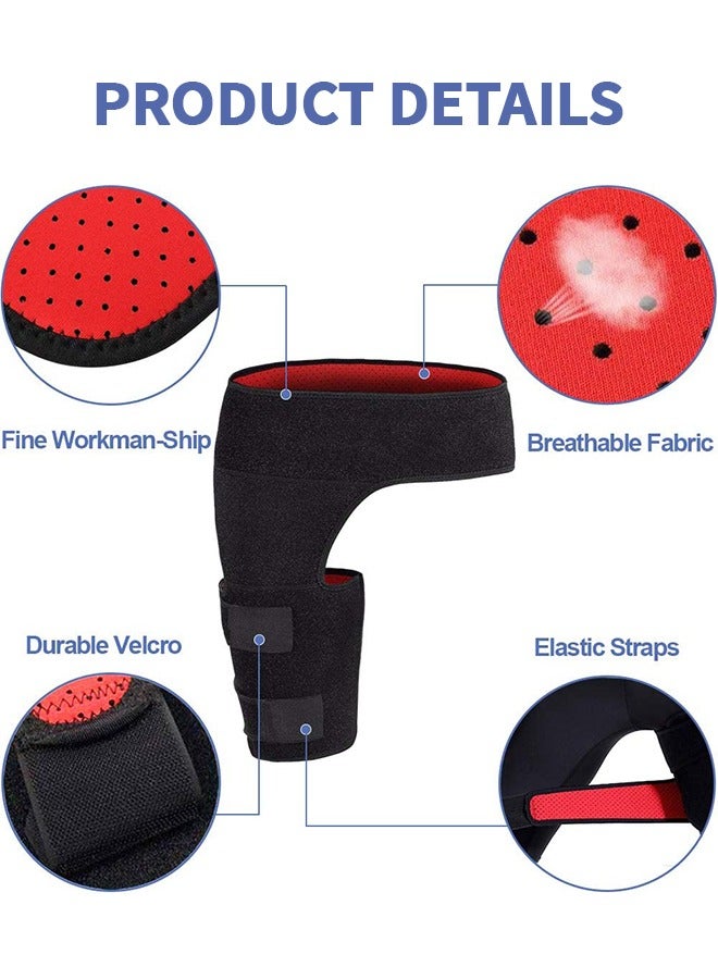 GROIC دعامة دعم الورك، دعامة للفخذ قابلة للتعديل، أكمام داعمة لضغط الفخذ، أكمام مضغوطة من النيوبرين قابلة للتنفس للجنسين غير قابلة للانزلاق، حزام مفصل SI - Image 5