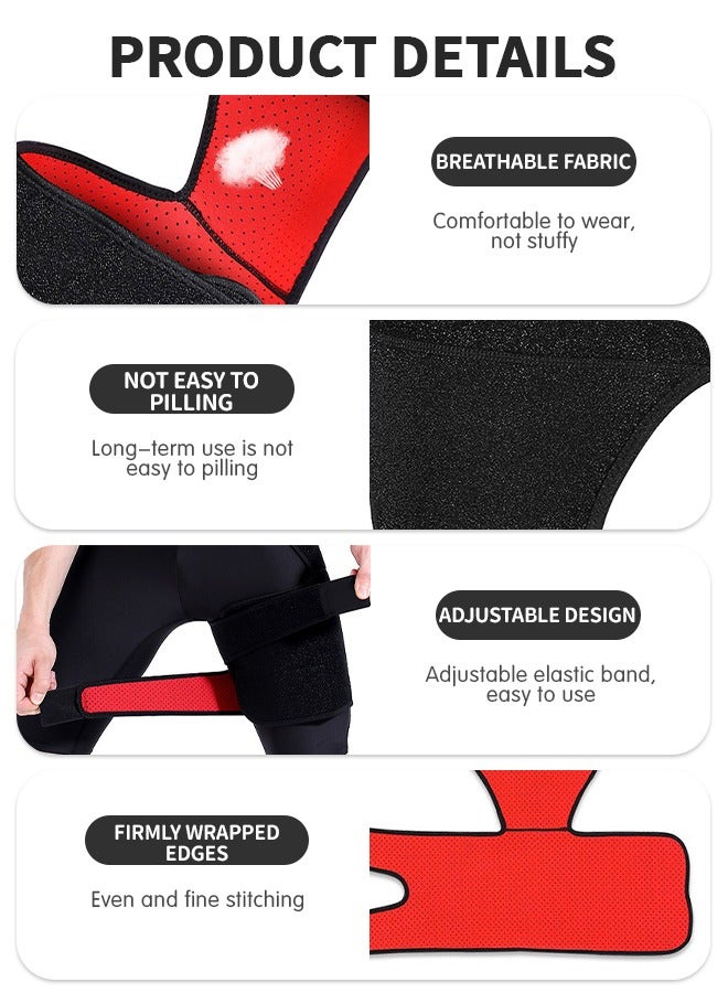 GROIC دعامة دعم الورك، دعامة للفخذ قابلة للتعديل، أكمام داعمة لضغط الفخذ، أكمام مضغوطة من النيوبرين قابلة للتنفس للجنسين غير قابلة للانزلاق، حزام مفصل SI - Image 3