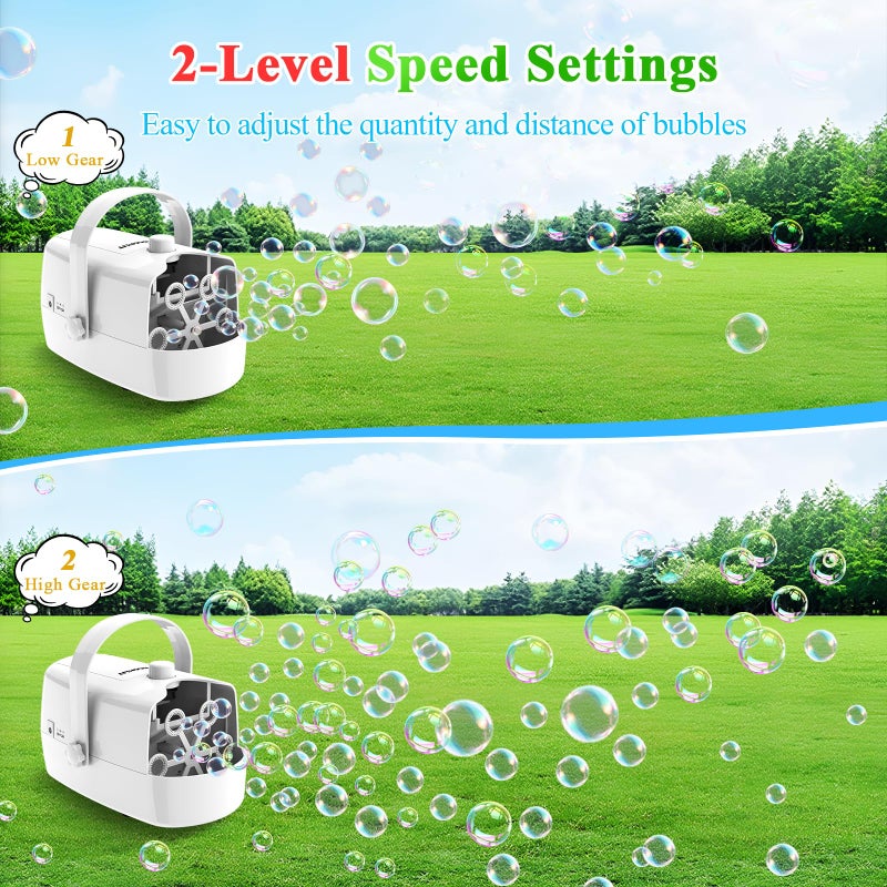 Wisdomlit Bubble Machine, 3-in-1 Bubble Maker, Bubble Blower with 3 Bubble Wheels, Make Small | Medium | Big Bubbles for Kids Toddlers, Bubble Toys for Indoor Outdoor Birthday Party (White) - Image 4