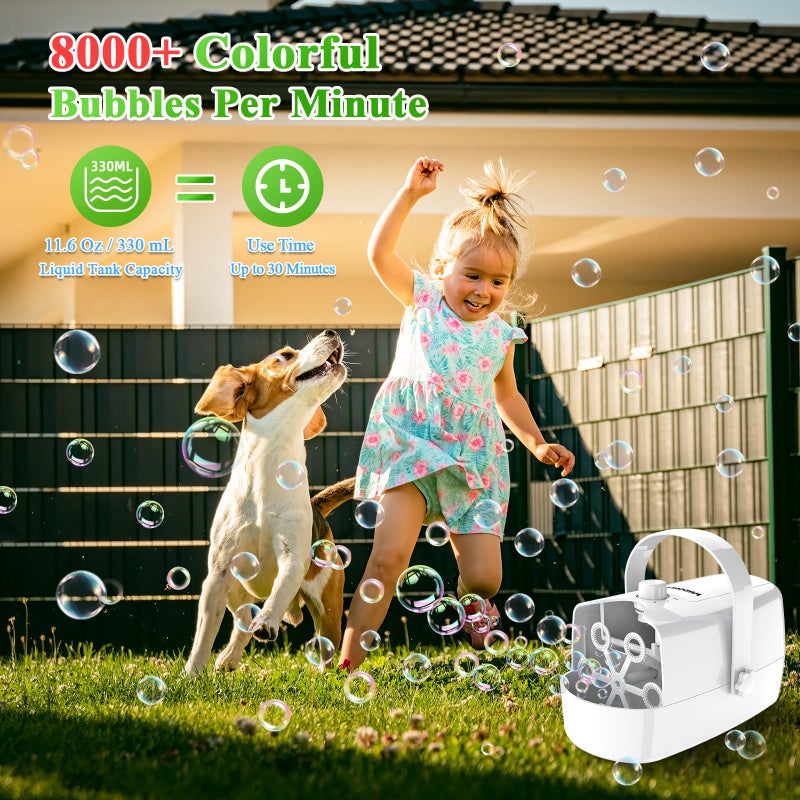 Wisdomlit Bubble Machine, 3-in-1 Bubble Maker, Bubble Blower with 3 Bubble Wheels, Make Small | Medium | Big Bubbles for Kids Toddlers, Bubble Toys for Indoor Outdoor Birthday Party (White) - Image 3