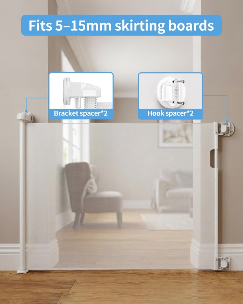 Veraste Retractable Baby Gate for Doorways and Stairs, Mesh Safety Gate for Pet, Indoor & Outdoor Use, One-Hand Operation, Easy Installation, 33.6" Tall, Expands to 55" Wideï¼ˆWhite,33.6"x55" - Image 3