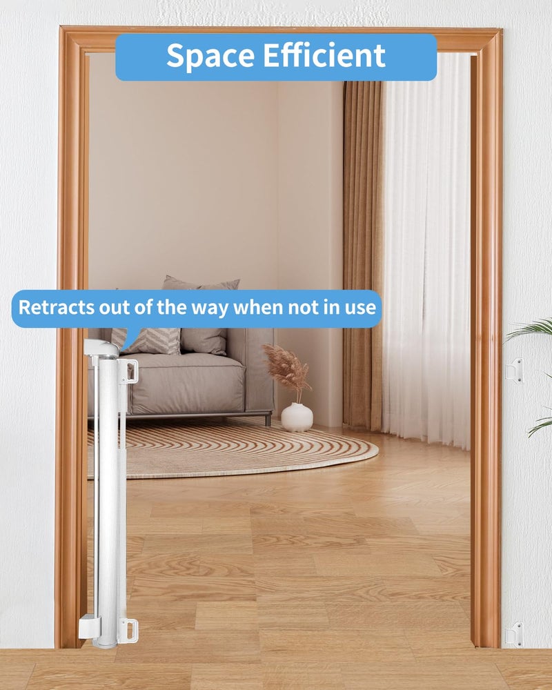 Veraste Retractable Baby Gate for Doorways and Stairs, Mesh Safety Gate for Pet, Indoor & Outdoor Use, One-Hand Operation, Easy Installation, 33.6" Tall, Expands to 55" Wideï¼ˆWhite,33.6"x55" - Image 4