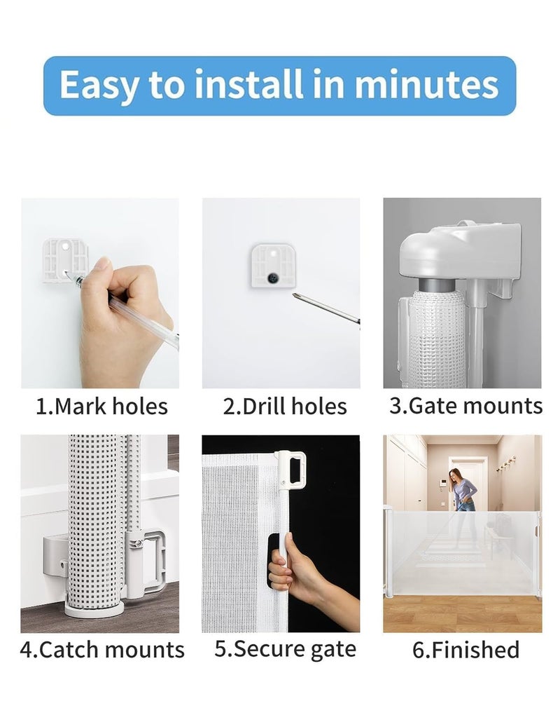 Veraste Retractable Baby Gate for Doorways and Stairs, Mesh Safety Gate for Pet, Indoor & Outdoor Use, One-Hand Operation, Easy Installation, 33.6" Tall, Expands to 55" Wideï¼ˆWhite,33.6"x55" - Image 5