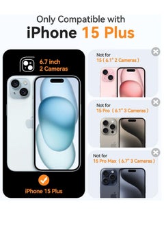 ESCASE Magnetic Cover for iPhone 15 Plus 6.7 Inch, MagSafe Compatible, Full Camera Protection, Translucent Matte Slim Protective Shockproof Case, Black  - Image 2