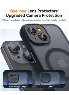 ESCASE Magnetic Cover for iPhone 15 Plus 6.7 Inch, MagSafe Compatible, Full Camera Protection, Translucent Matte Slim Protective Shockproof Case, Black  - Image 3